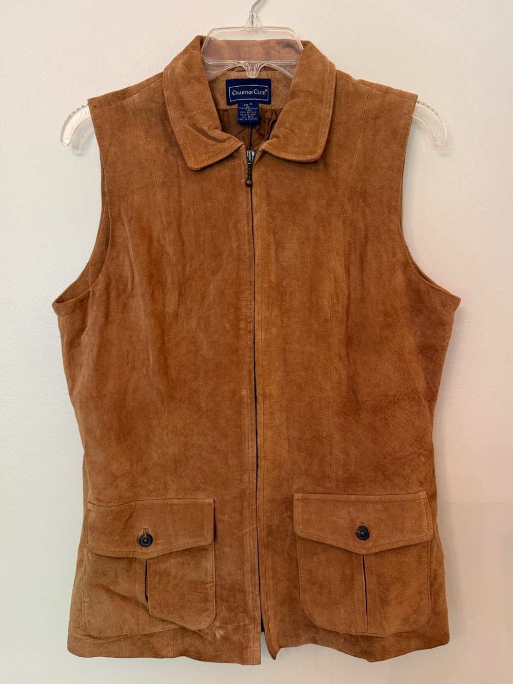 Vintage 100% Suede Leather Vest Charter Club women’s medium M lined